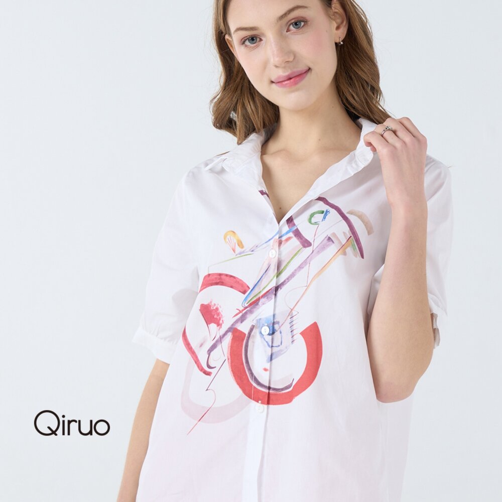 32371809A01-春夏專櫃白色休閒襯衫1809A 短袖設計