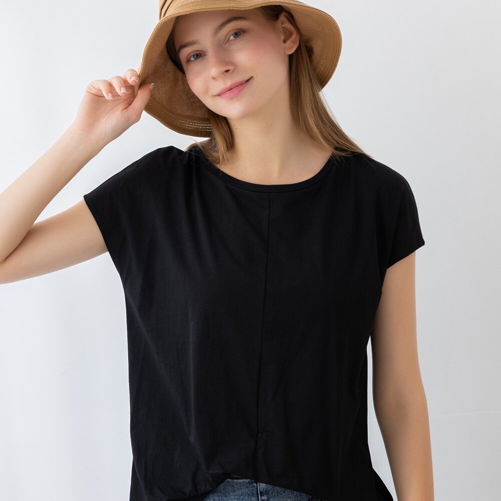 32382030A02-春夏專櫃黑色短袖上衣2030A-02 百搭實穿款