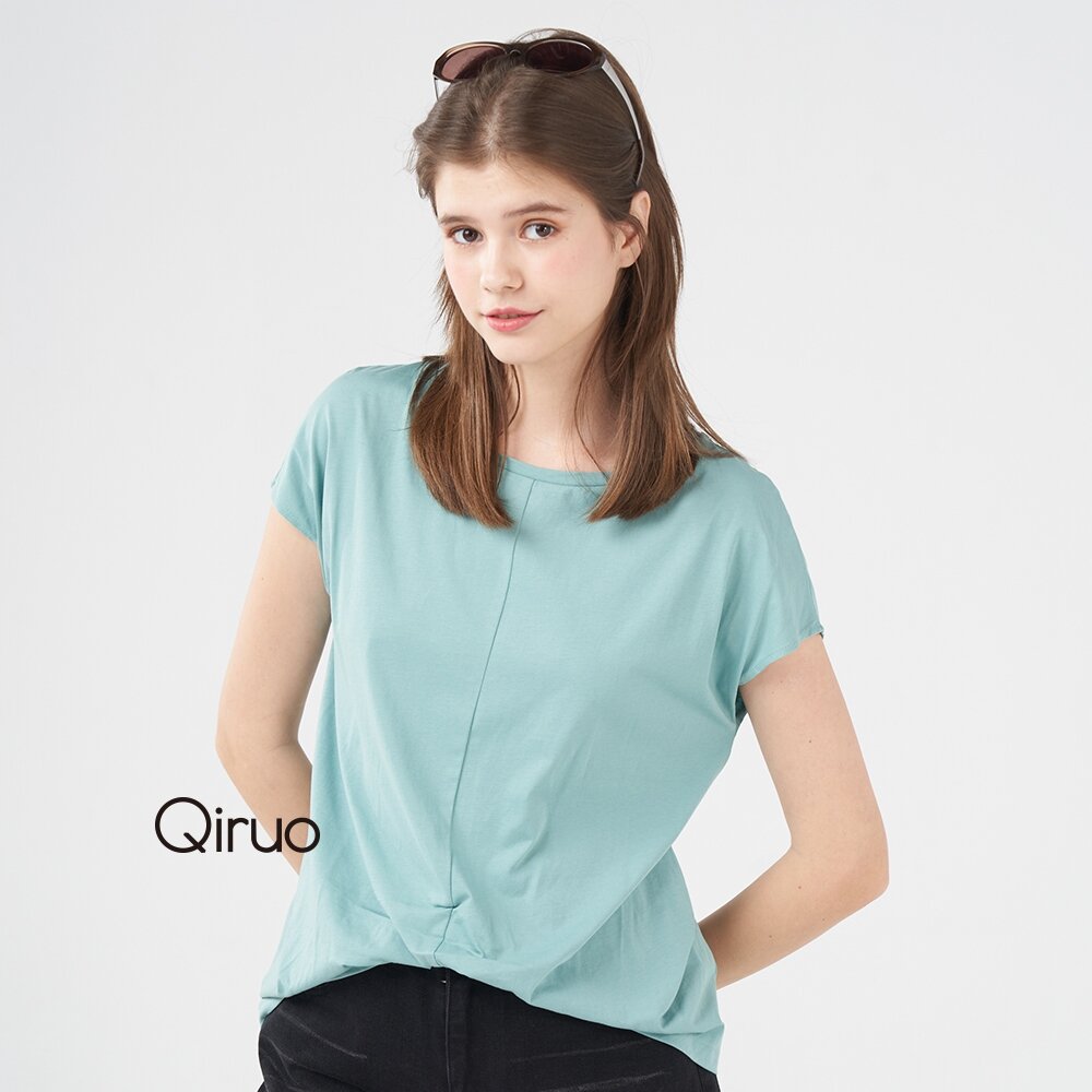 32382030A50-春夏專櫃湖藍色短袖上衣2030A-50百搭實穿款