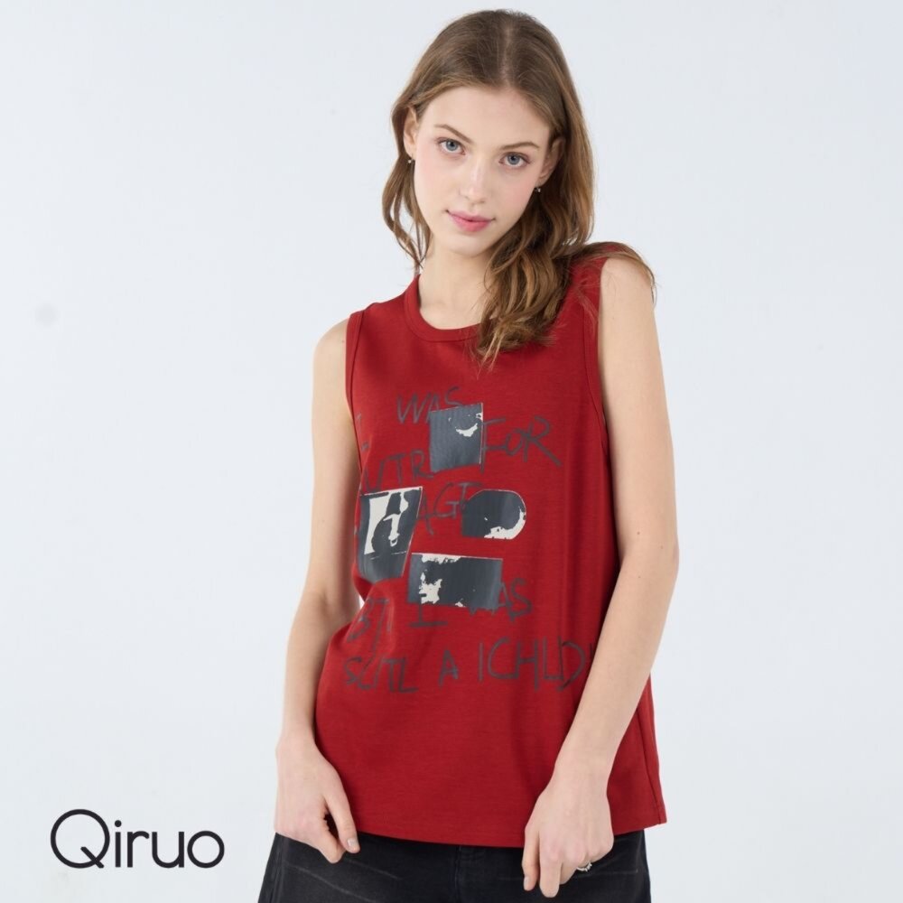 32386210D10-春夏專櫃無袖紅色棉上衣6210D 背心上衣