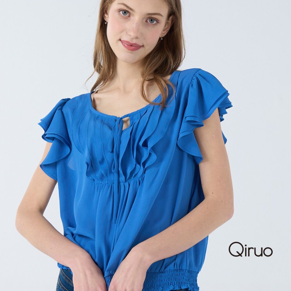 春夏專櫃寶藍色短袖上衣7006A 時尚雪紡紗 封面照片