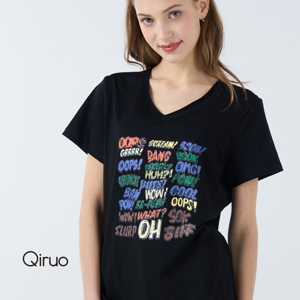 32387011A02-春夏專櫃精品黑色上衣7011A 時尚英文短袖