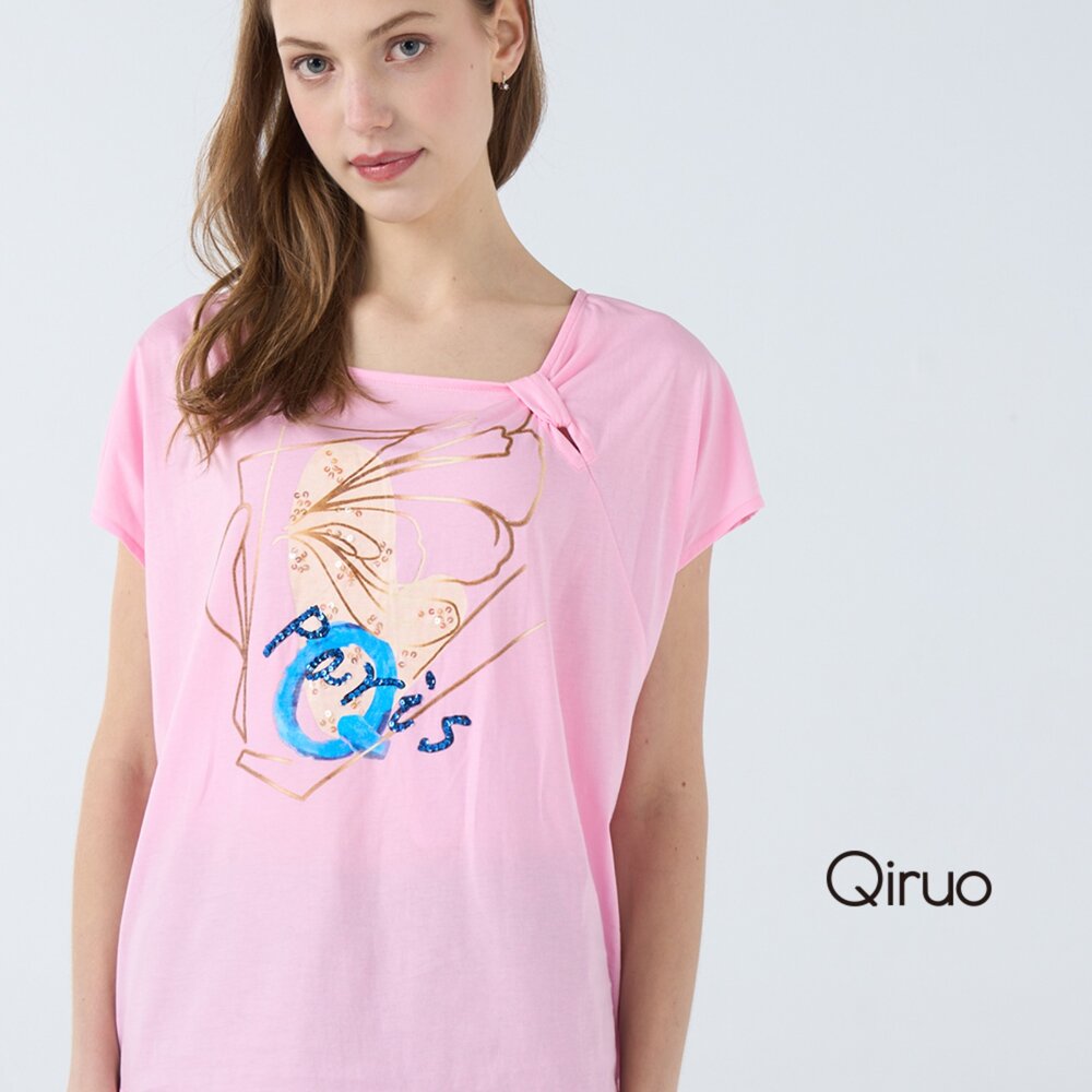 春夏專櫃精品粉色上衣7013A 時尚圖案短袖 封面照片