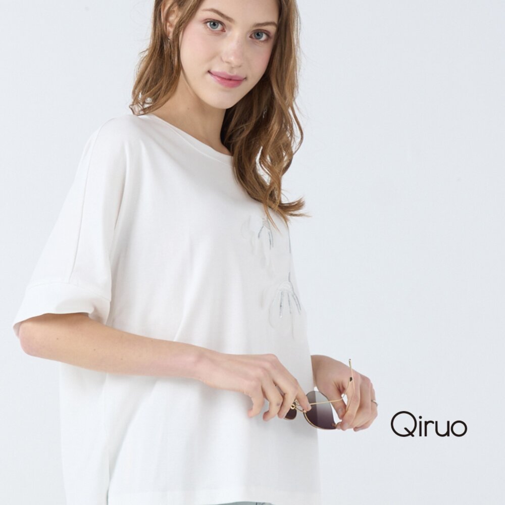 32387054A01-春夏專櫃白色上衣7054A 短袖圓領造型