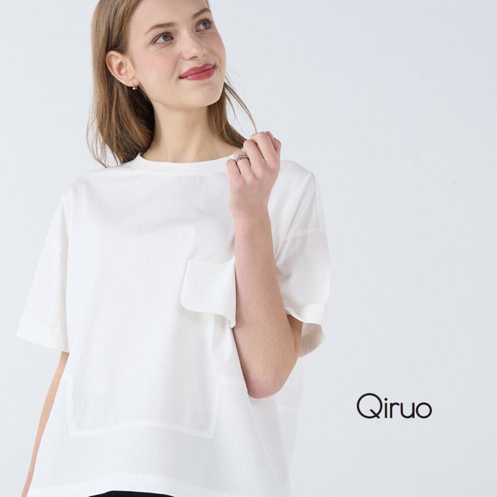 32387057A01-春夏專櫃白色上衣7057A 短袖圓領造型