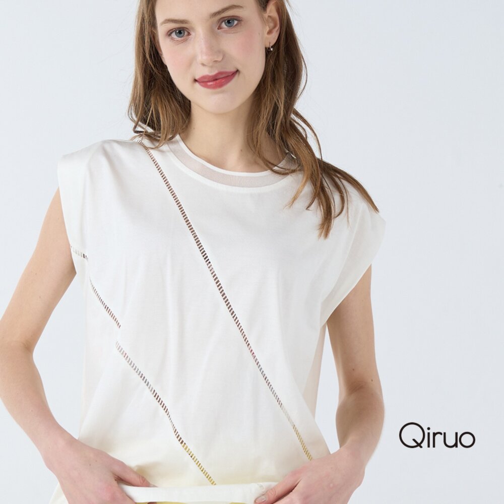 32387058A01-春夏專櫃白色上衣7058A 短袖圓領造型