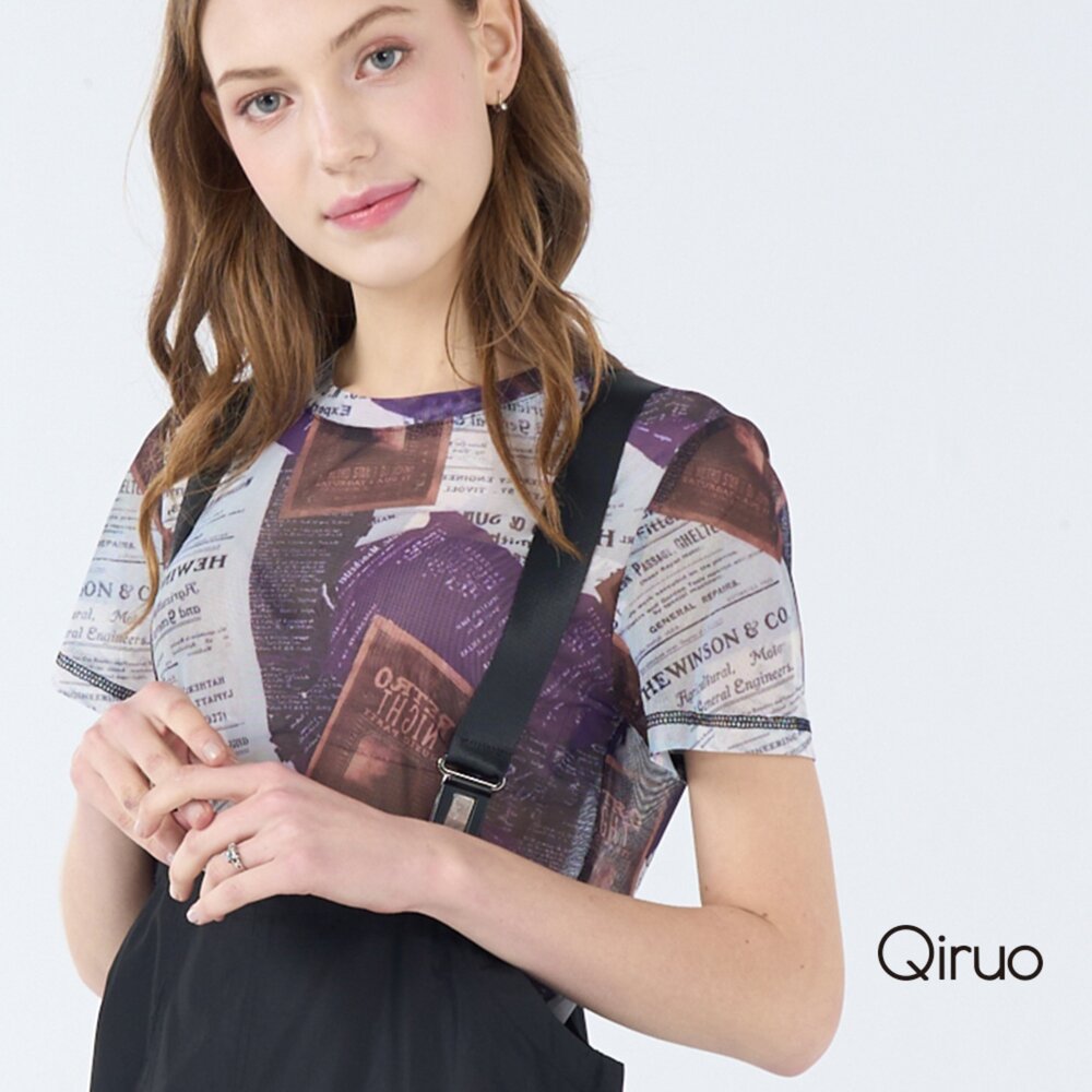 32387071A60-春夏專櫃紫色上衣7071A 短袖裸紗造型