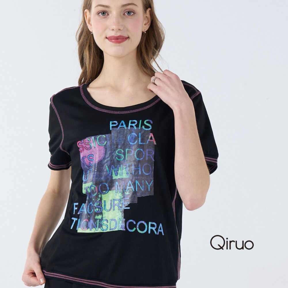 32387077A02-春夏專櫃黑色上衣7077A 短袖造型