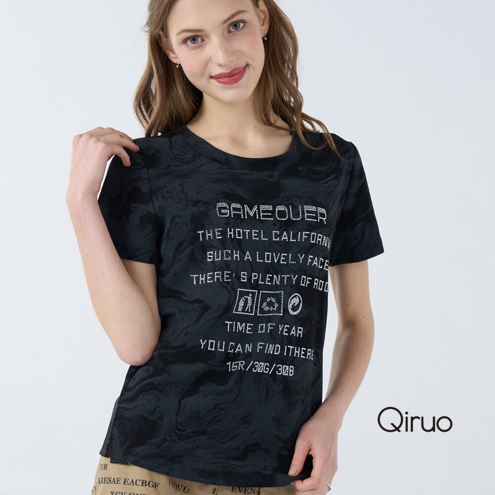 春夏專櫃精品上衣7104A 女時尚英文黑色短袖 封面照片