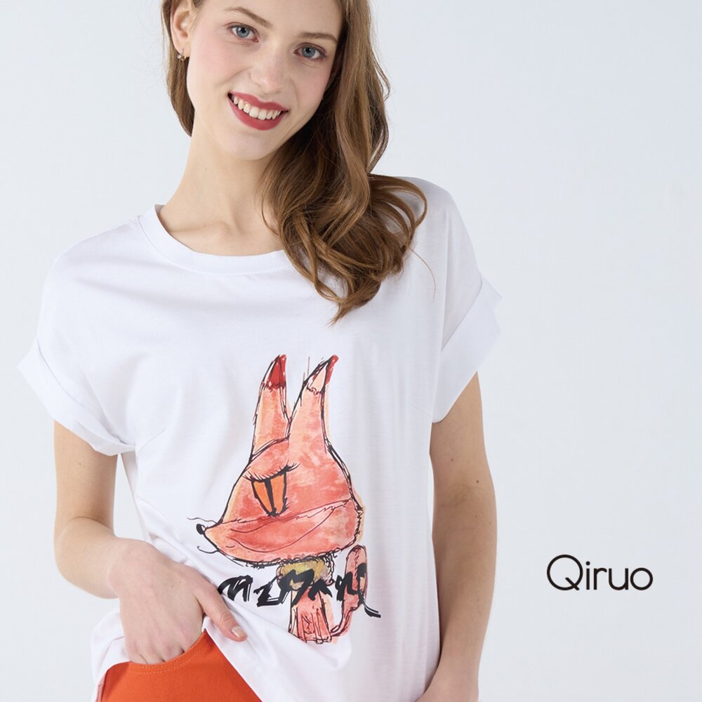 春夏專櫃白色上衣7111A 短袖狐狸圖案 封面照片