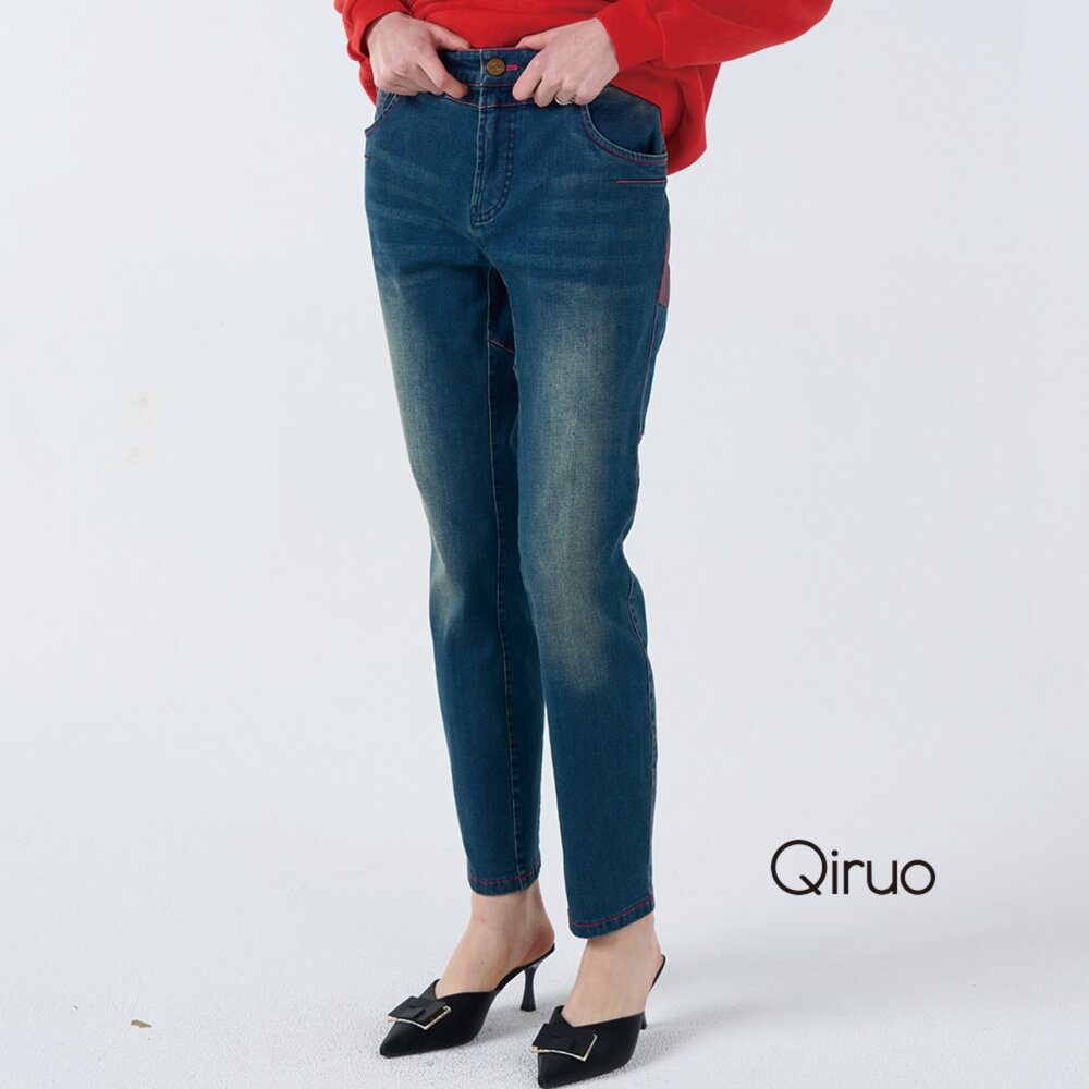 42363218C50-專櫃牛仔褲3218C刷白藍