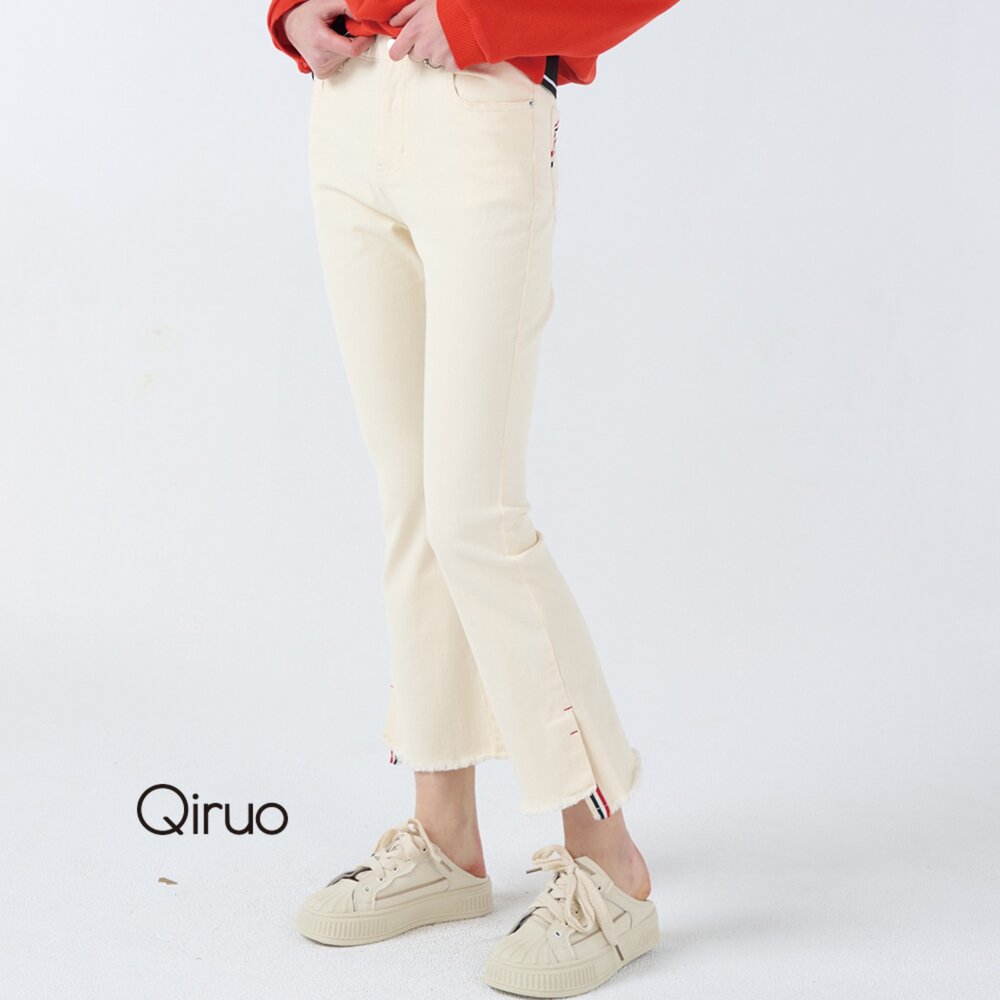 42364003C40-秋冬專櫃米色合身長褲4003C 小喇叭長褲