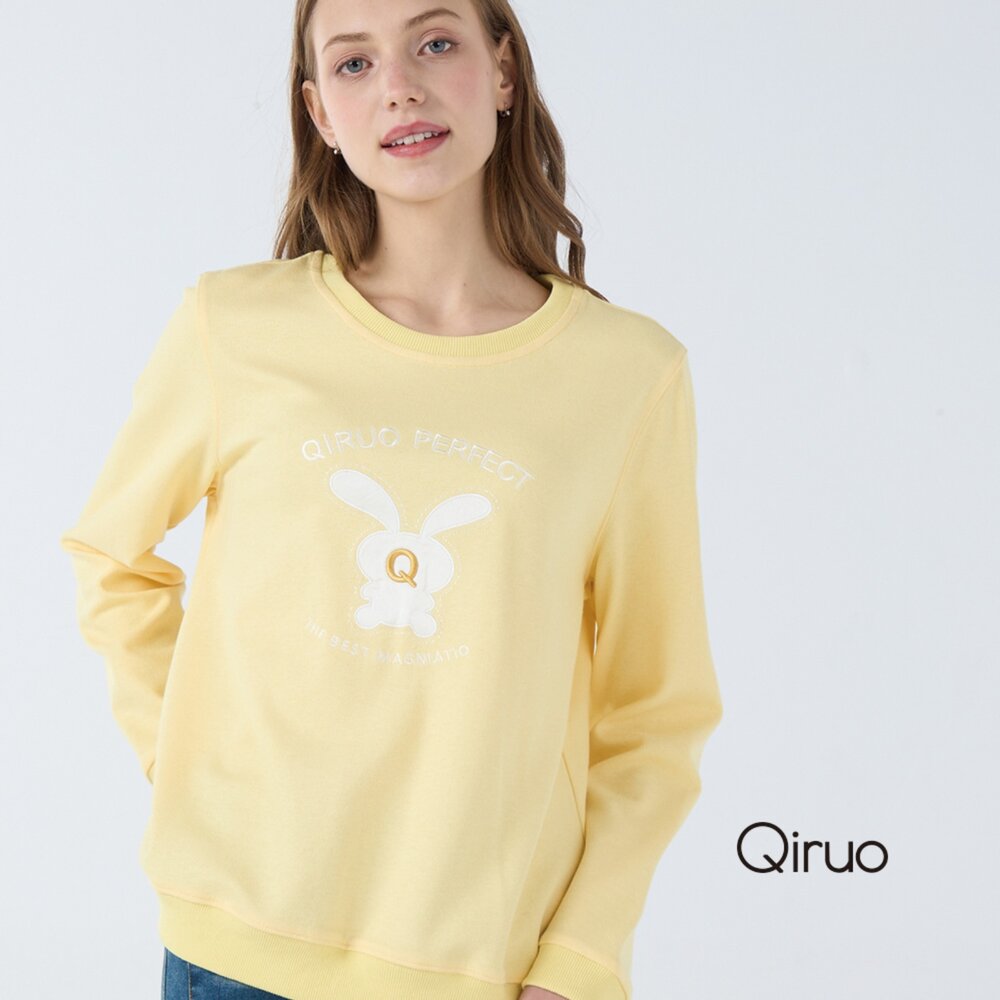 42364014A30-秋冬專櫃長袖米黃兔子大學T4014A 休閒上衣