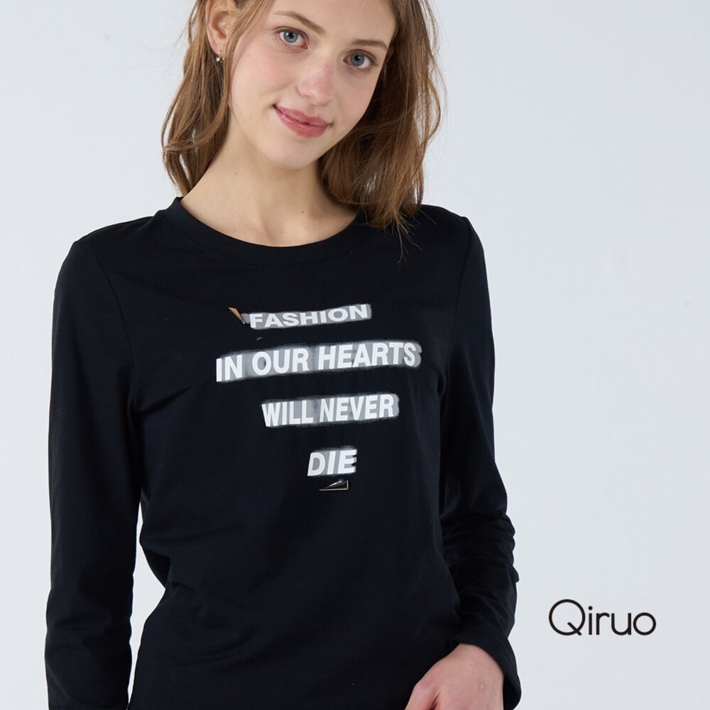 42371815A02-秋冬專櫃長袖黑色造型T桖 1815A 休閒上衣