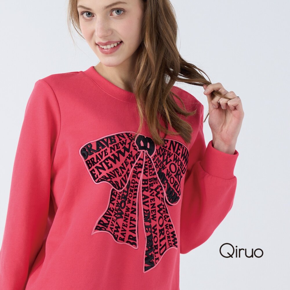 42384161A08-秋冬專櫃長袖桃紅色蝴蝶造型上衣 4161A 休閒上衣