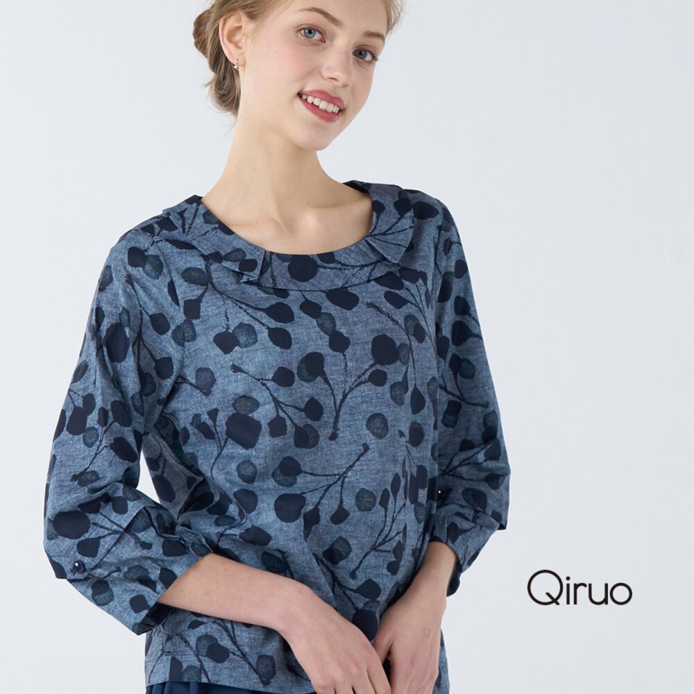 42386037A50-秋冬專櫃長袖藍色造型上衣 6037A 休閒上衣