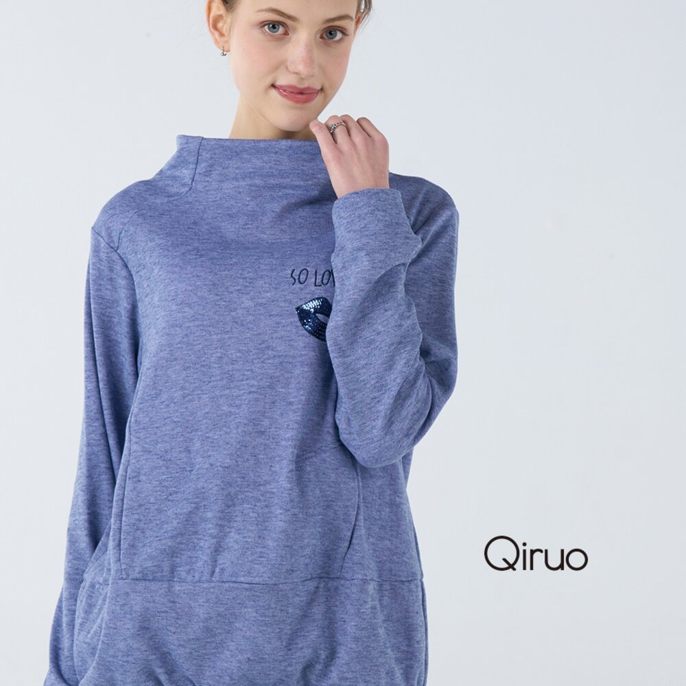 42386038A50-秋冬專櫃長袖藍色造型上衣 6038A 休閒上衣