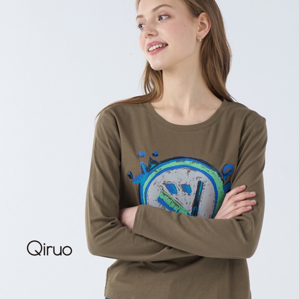 42386044A70-秋冬專櫃長袖綠色造型T桖 6044A 休閒上衣