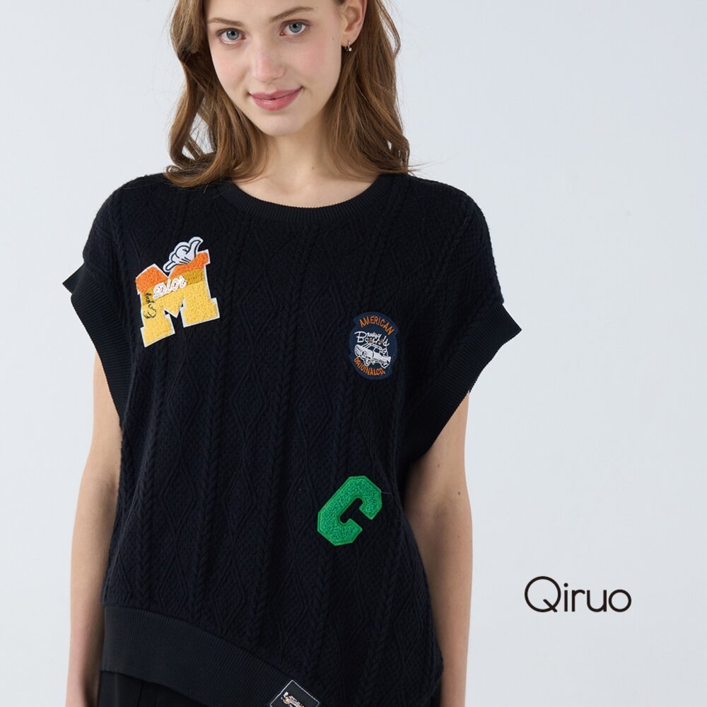 42386224D02-秋冬專品黑色背心6224D 休閒圓領背心上衣