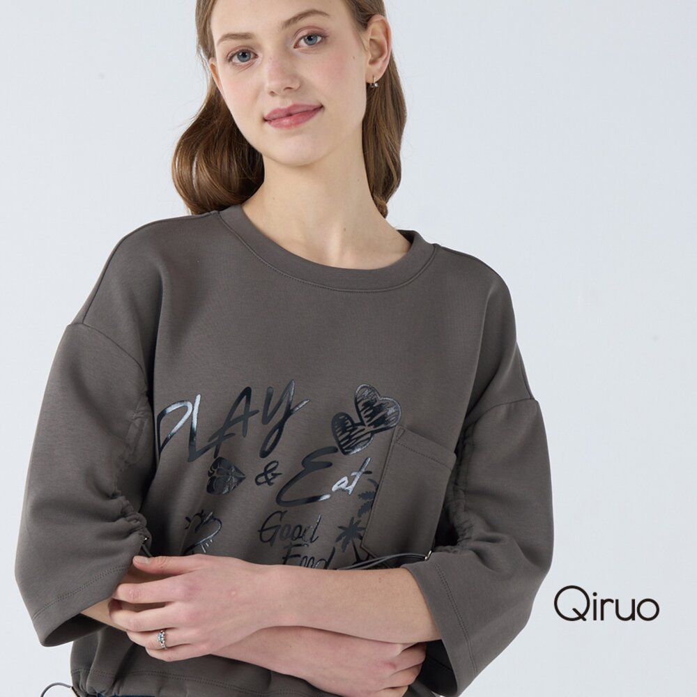 42386236A20-秋冬專櫃七分袖灰色上衣 6236A 休閒上衣