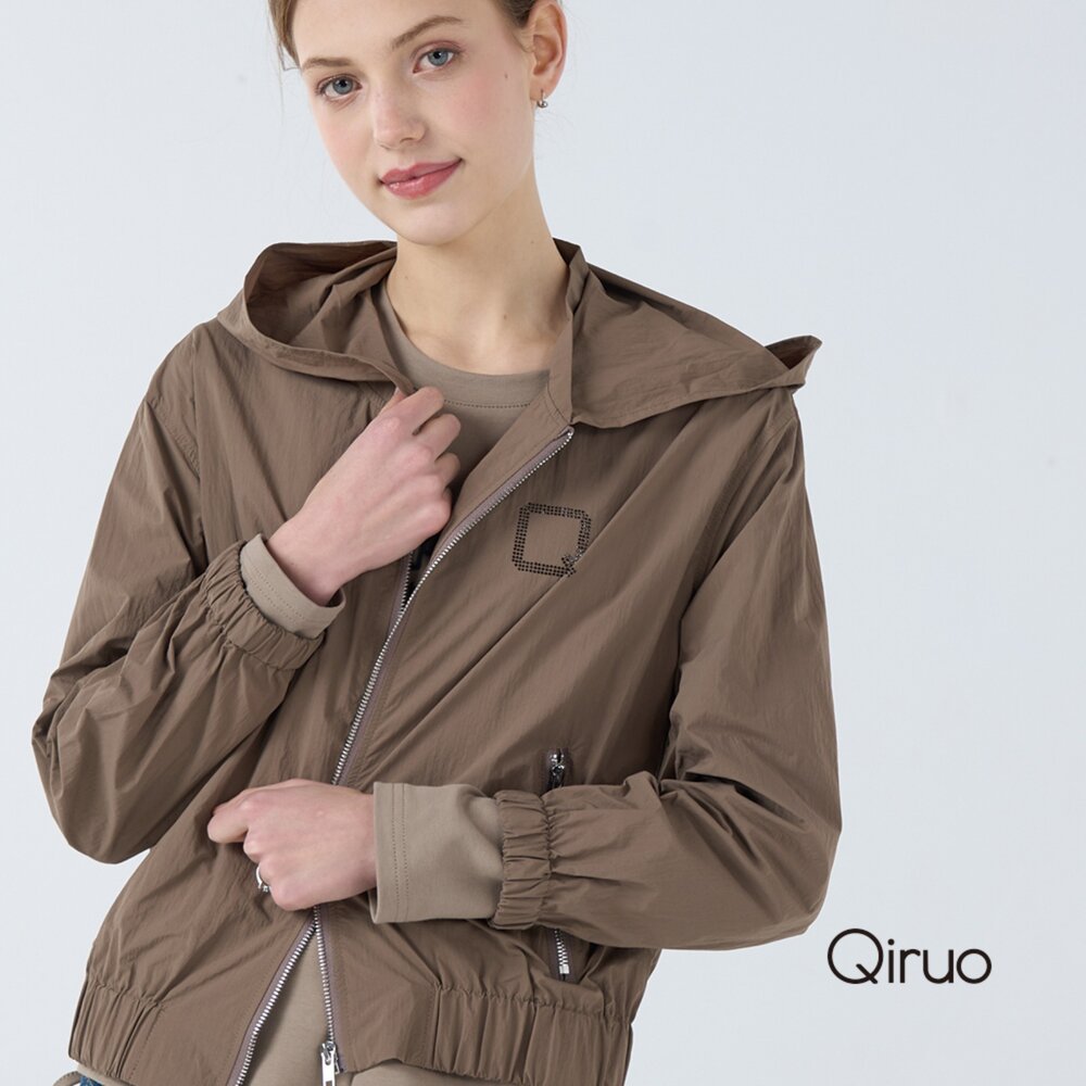 42386243E80-春夏專櫃咖啡色薄長袖連帽外套6243E 袖子束口