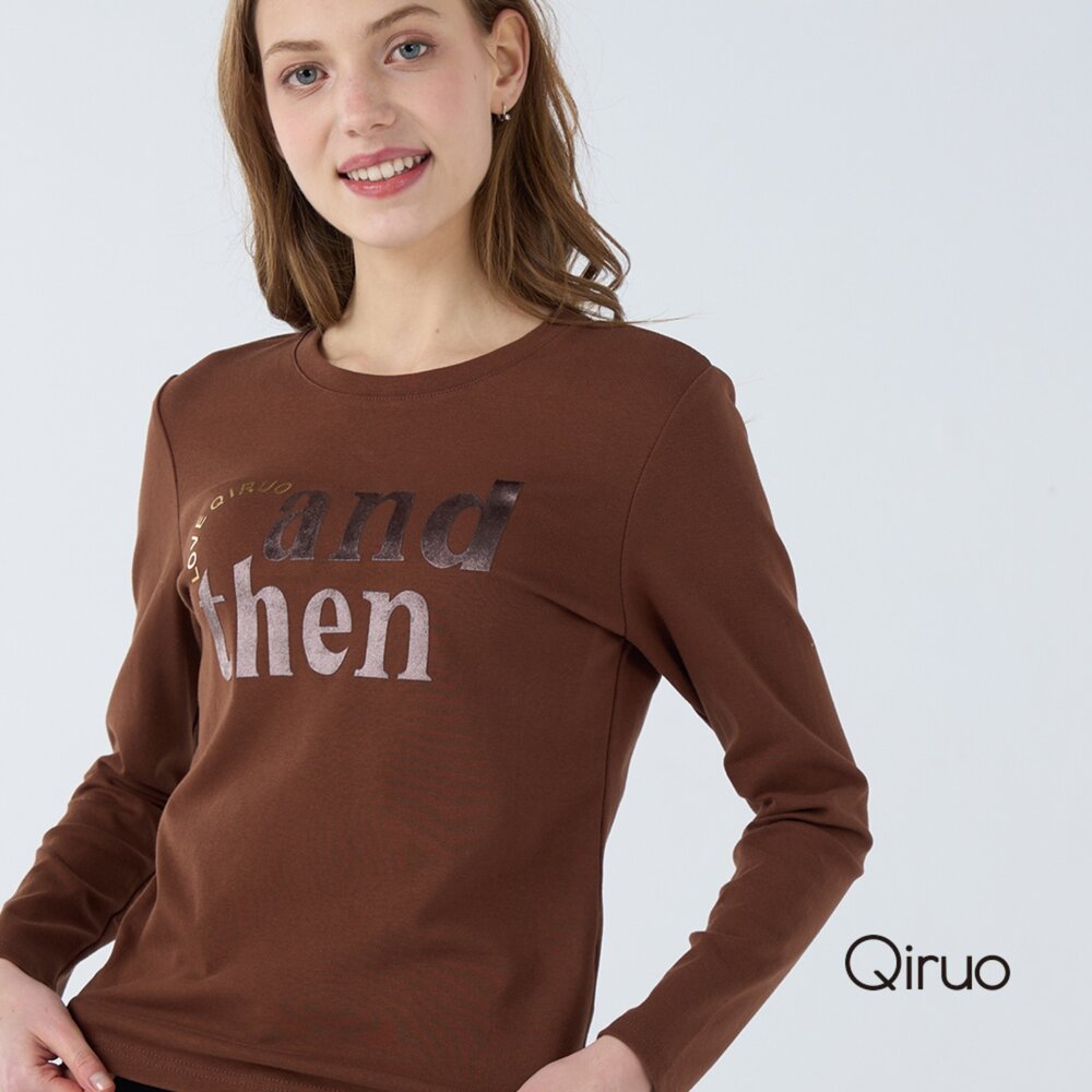 42386254A80-秋冬專櫃長袖咖啡色造型T桖 6254A 休閒上衣