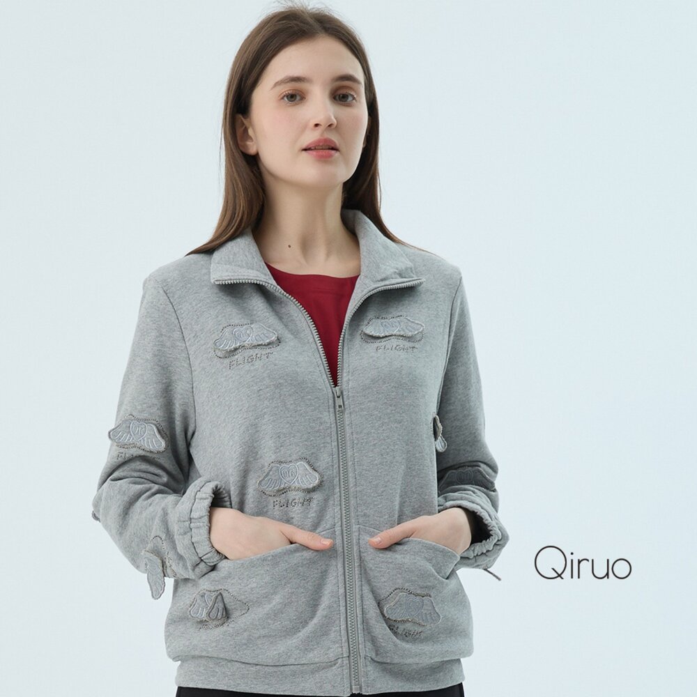 42386257E20-秋冬專櫃灰色造型外套6257E 夾克式拉鍊