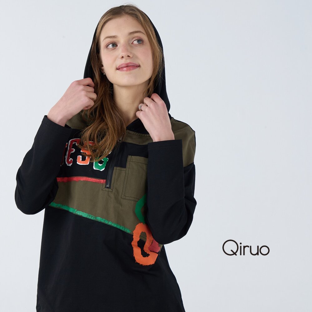 42387023A02-秋冬專櫃長袖黑色連帽上衣 7023A 休閒上衣