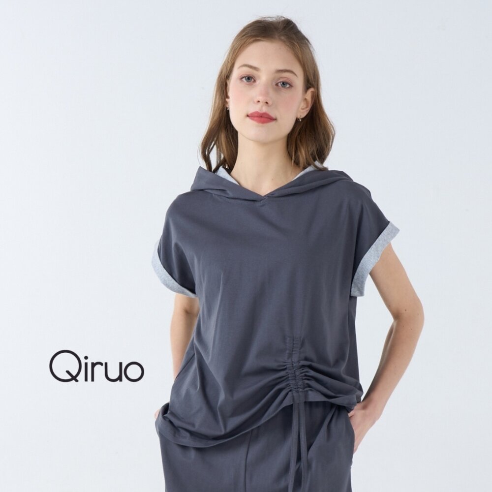 秋冬專櫃短袖灰色上衣 7067A 連帽休閒上衣 封面照片