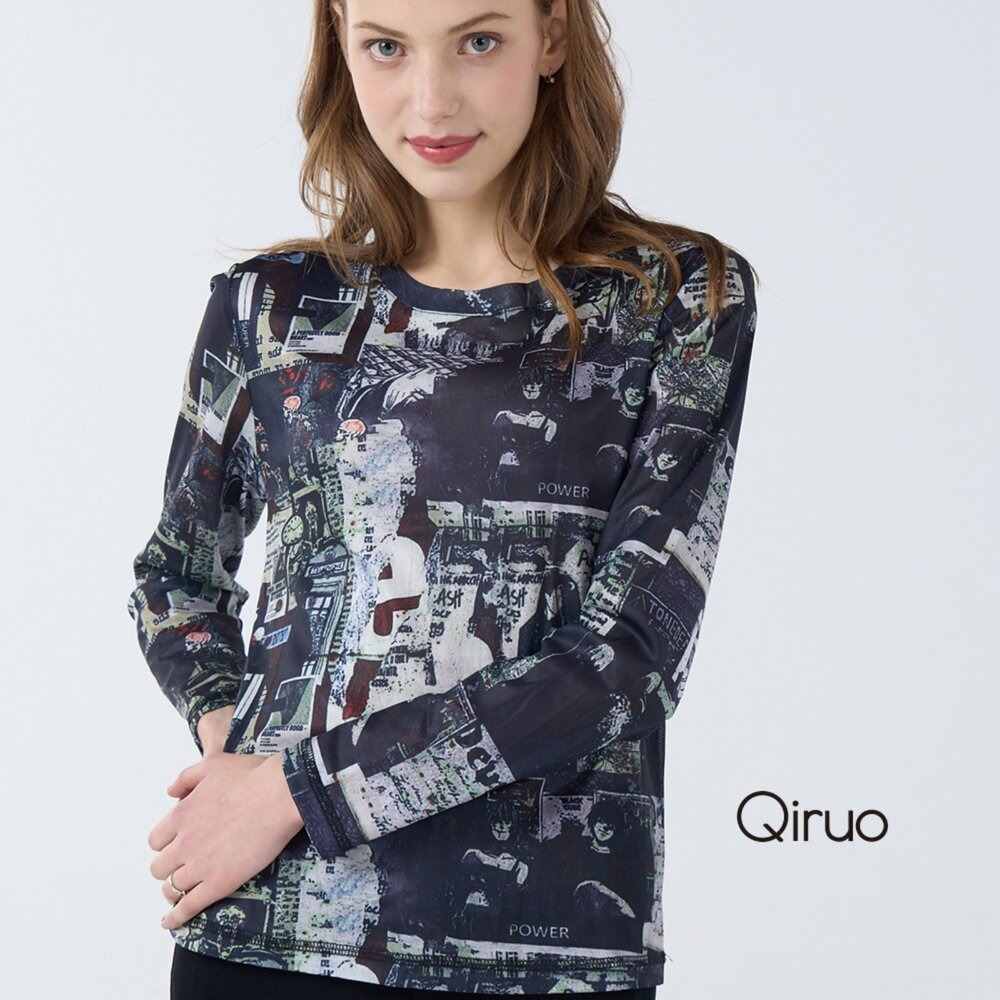 42387072A02-秋冬專櫃長袖黑色造型T桖 7072A 休閒上衣