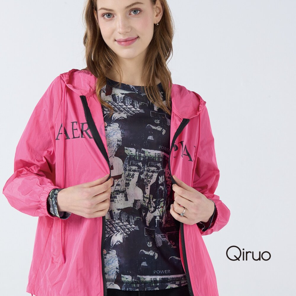 42387103E15-春夏專櫃粉紅色薄長袖連帽外套7103E 袖子束口