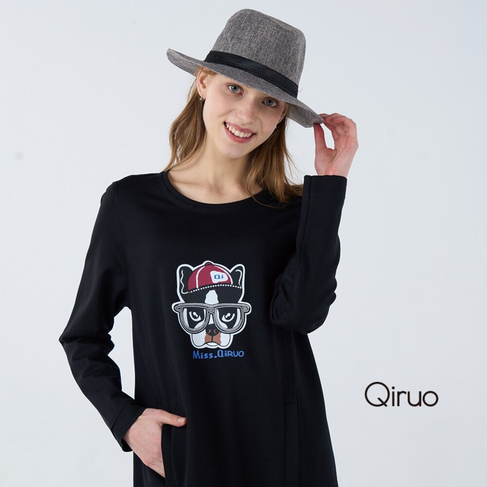 42387114F02-秋冬專櫃黑色長袖洋裝7114F 休閒設計