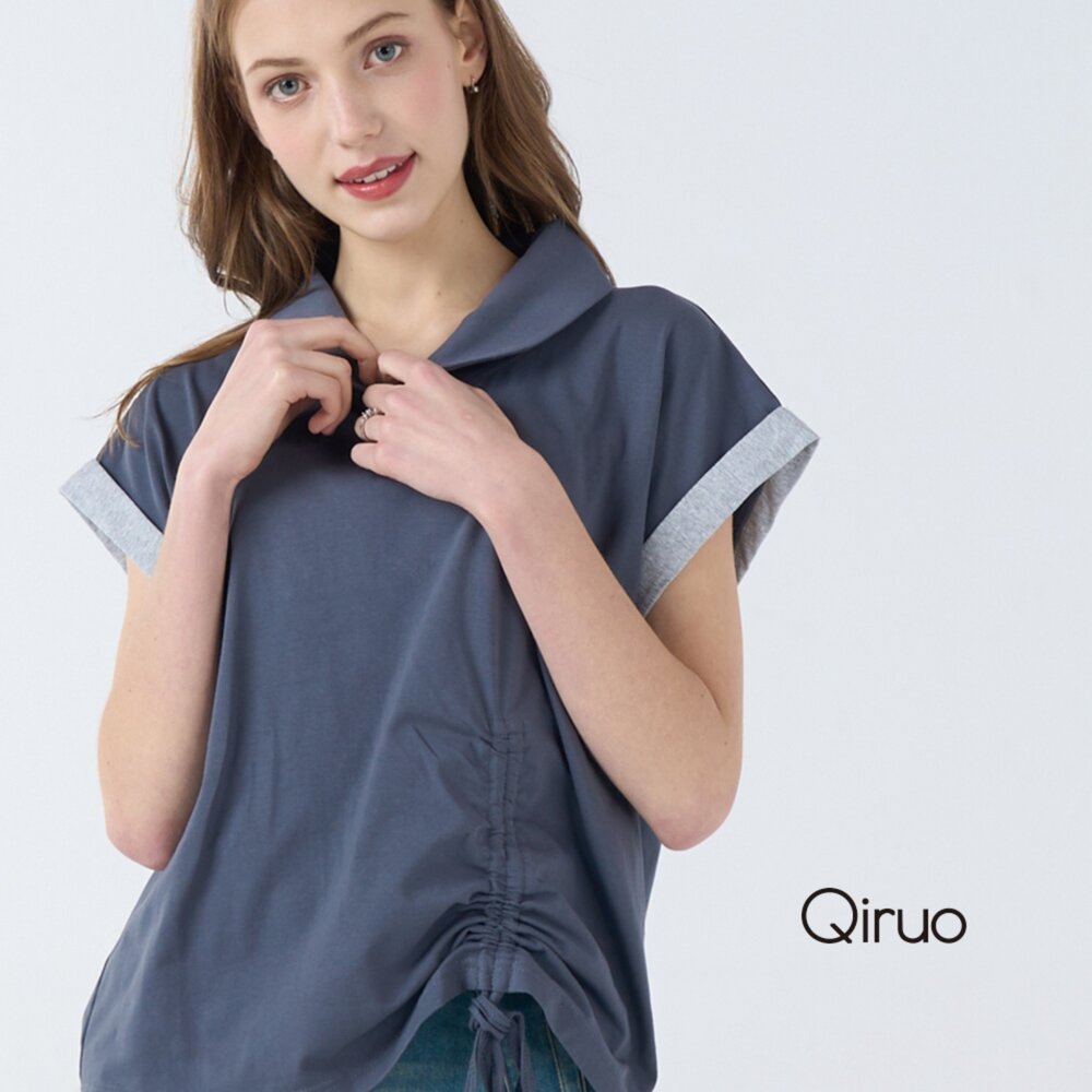 42387119A20-秋冬專櫃短袖灰色上衣 7119A 休閒上衣