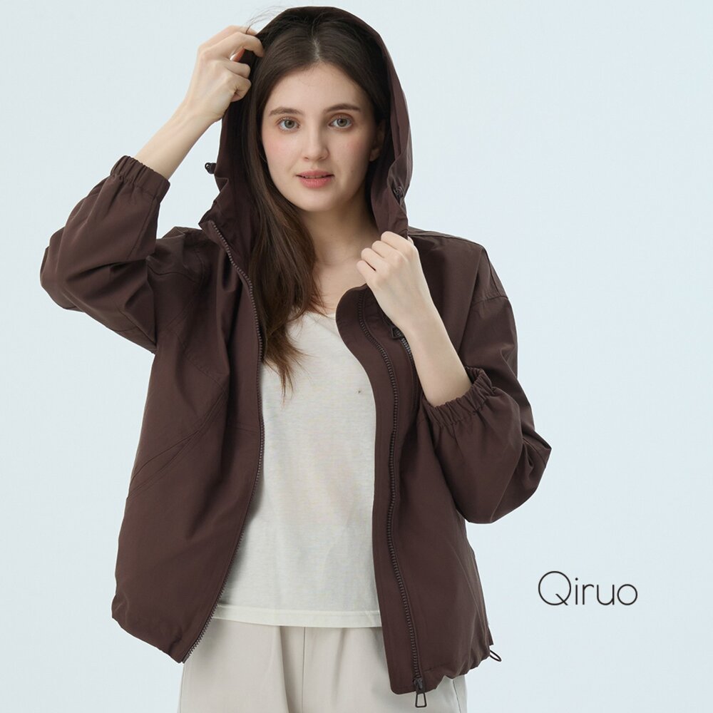 42387150E80-秋冬專櫃咖啡色連帽外套7150E 夾克式拉鍊