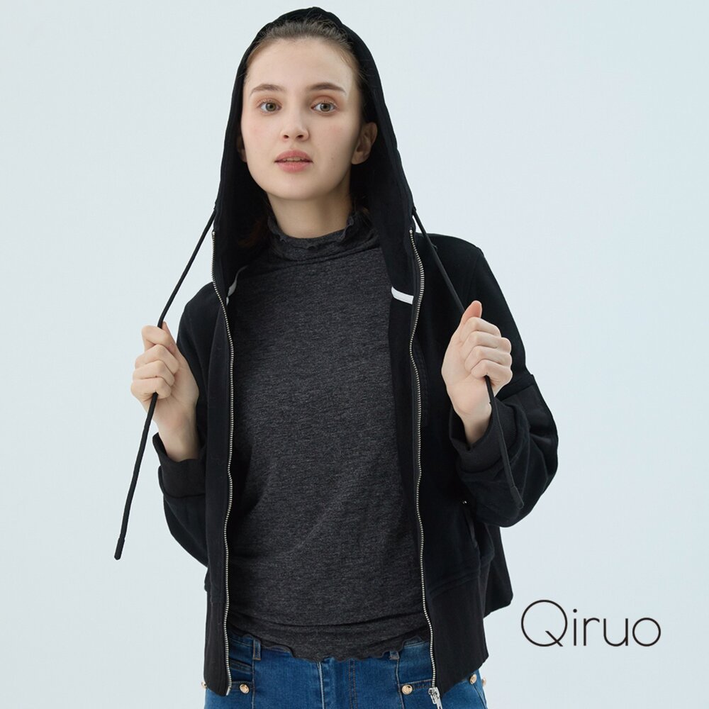 42387155E02-秋冬專櫃黑色連帽外套7155E 夾克式拉鍊