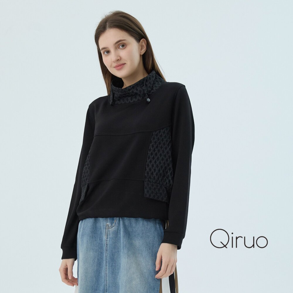 42387163A02-秋冬專櫃長袖黑色上衣 7163A 休閒上衣