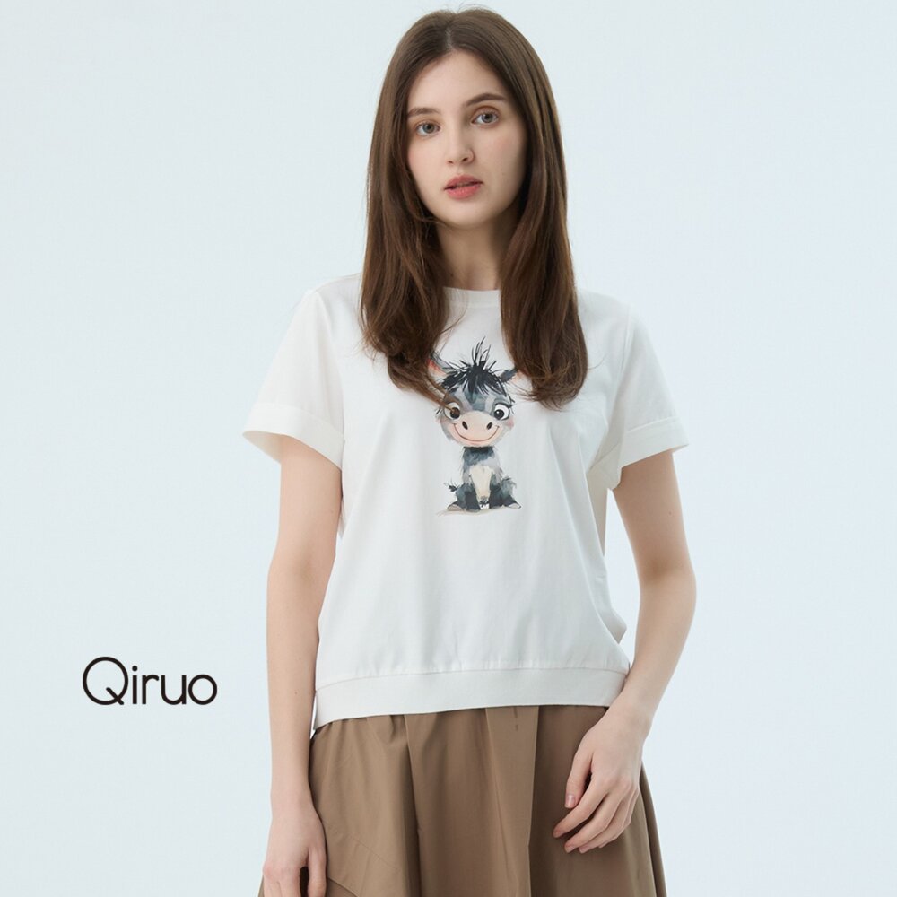 52362062A01-專櫃精品白色可愛小毛驢短袖上衣2062A  棉質女裝
