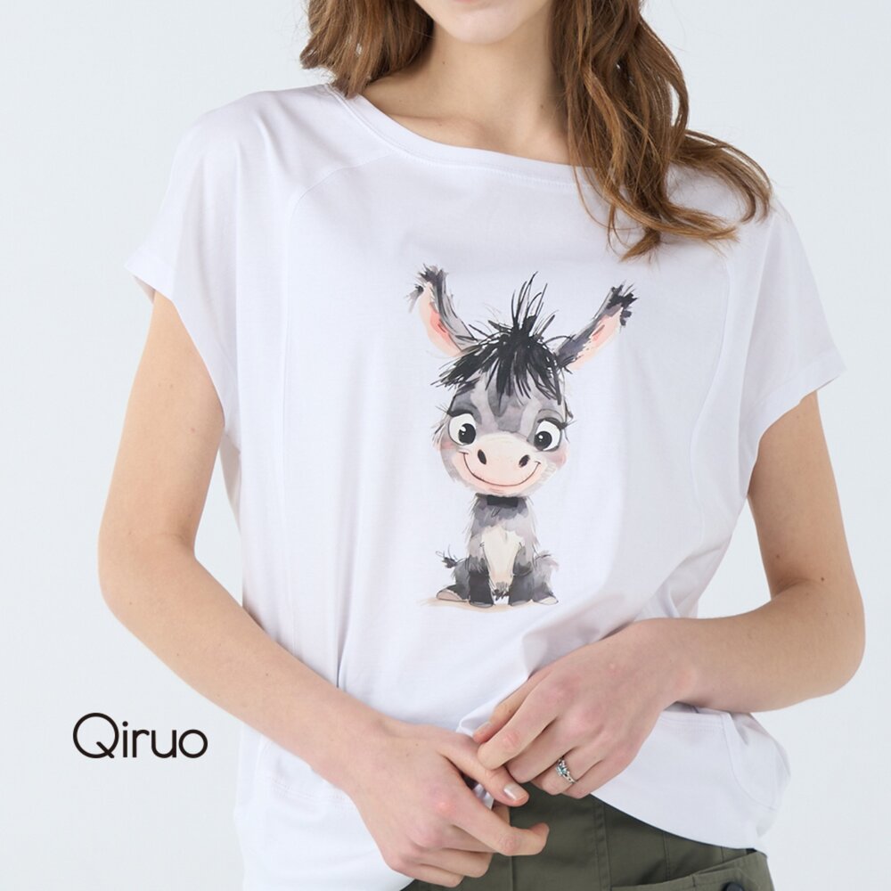 專櫃精品白色可愛小毛驢短袖上衣2233A  棉質女裝 封面照片