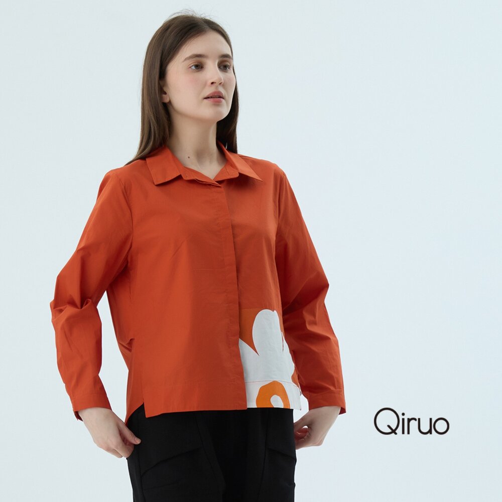 52364012A90-春夏專櫃精品橘色長袖上衣4012A  造型襯衫