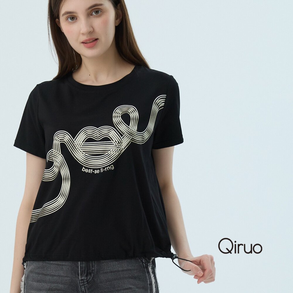 52364017A02-春夏專櫃精品黑色短袖上衣4017A  造型字母女裝