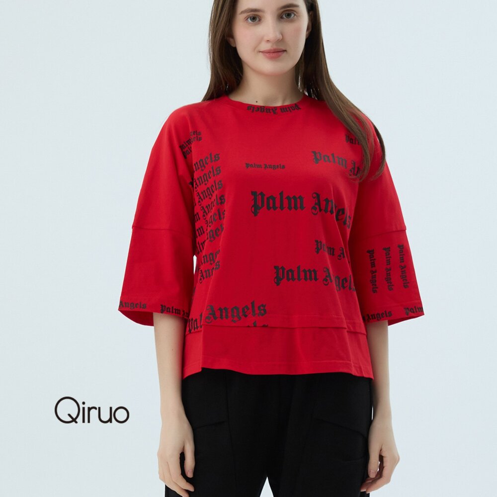 52364019A10-春夏專櫃精品紅色短袖上衣4019A  造型字母