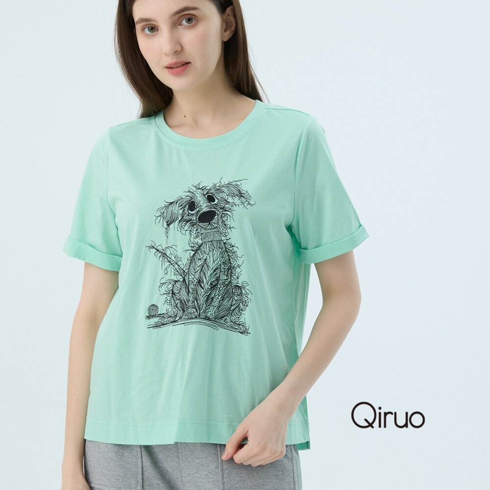 52372485A70-春夏專櫃精品綠色短袖上衣2485A  狗狗女裝