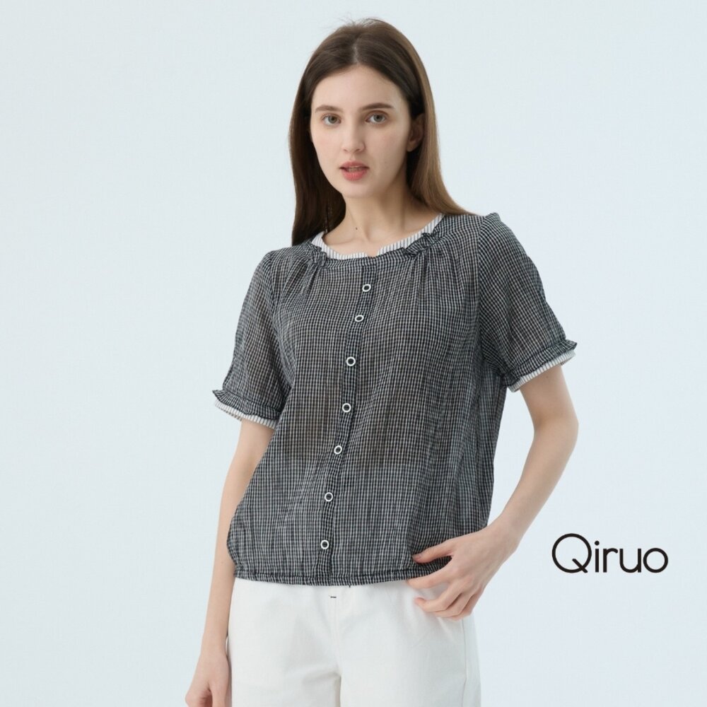 春夏專櫃精品黑色短袖上衣2501A棉紗女裝 封面照片