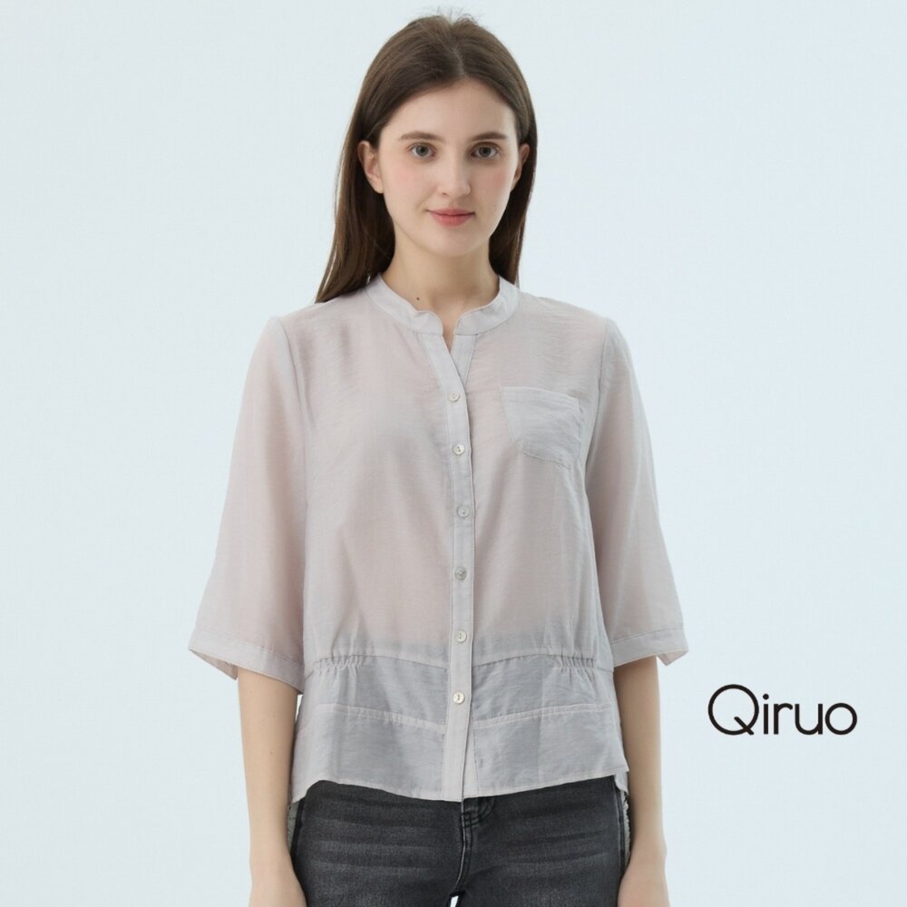 52372503E21-春夏專櫃精品淺灰色七分袖薄上衣2501A薄外套