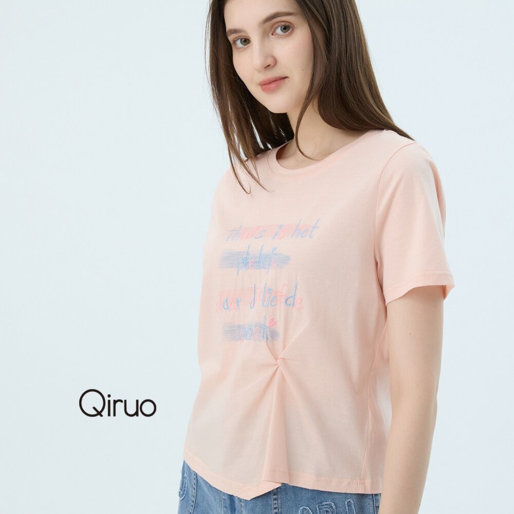 52372531A15-專櫃精品粉色英文短袖上衣2531A  棉質女裝