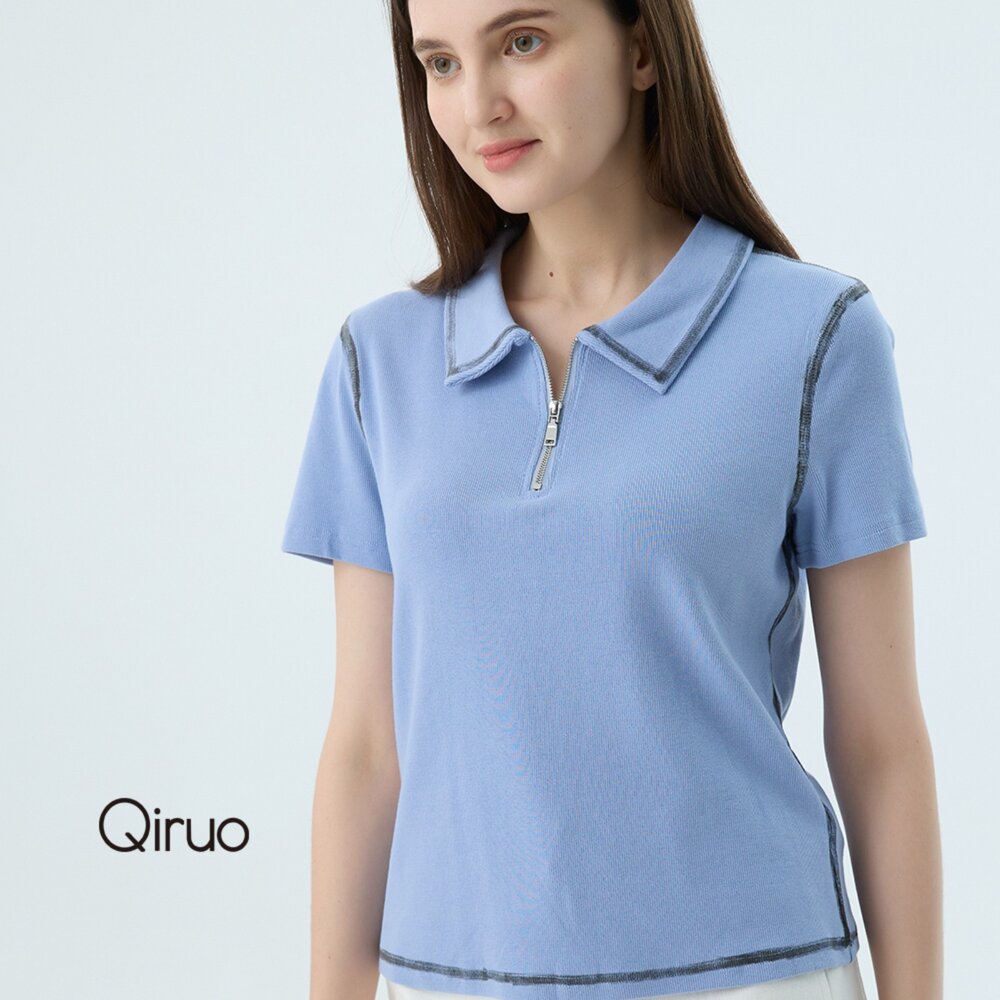 52372533A51-專櫃精品淺藍色POLO短袖上衣2533A  棉質女裝