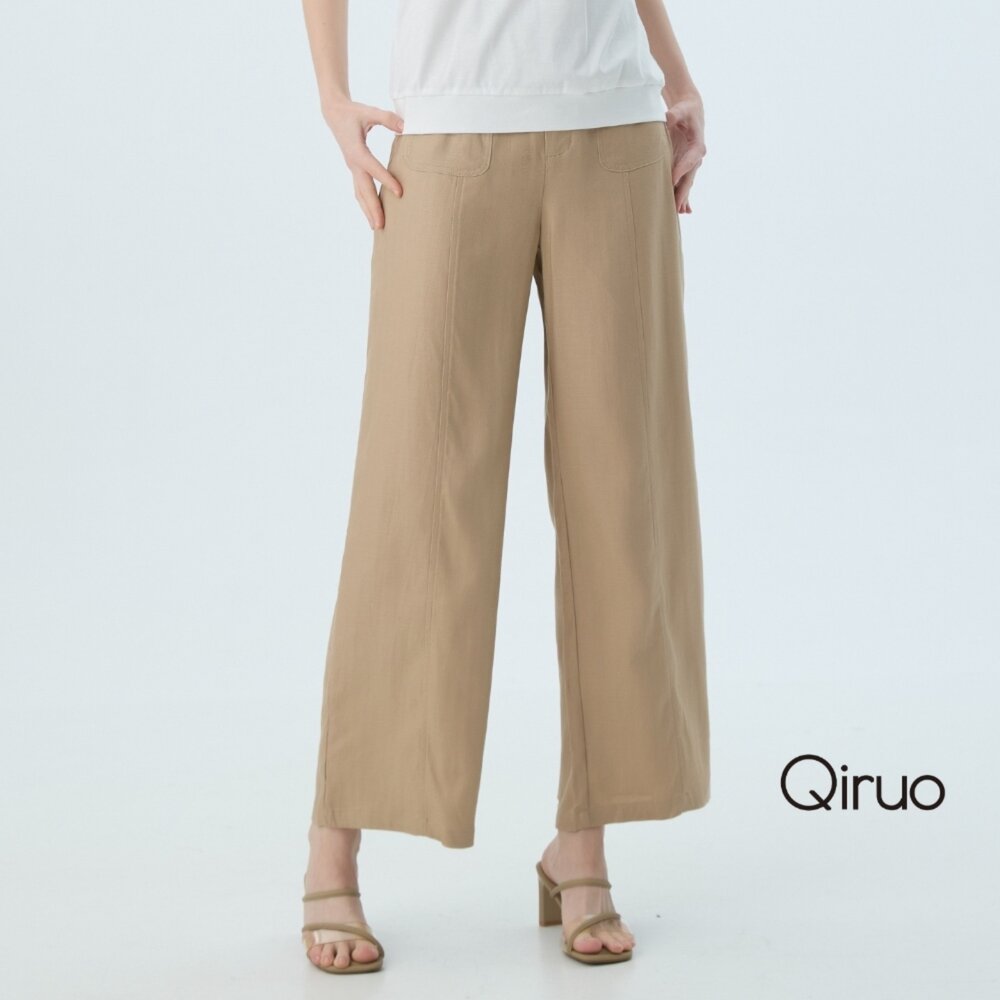 52372535C45-春夏專櫃精品棉卡色寬版長褲2535C 休閒好穿