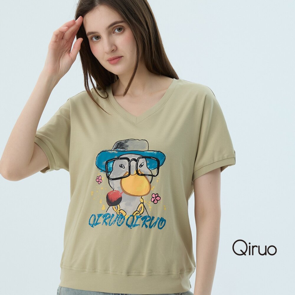 52376838A70-專櫃精品灰綠色鴨鴨短袖上衣6838A  棉質女裝