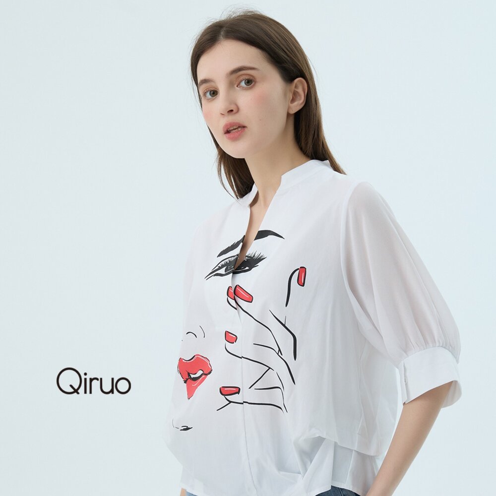 52386245A01-春夏專櫃精品白色造型上衣6245A 時尚襯衫