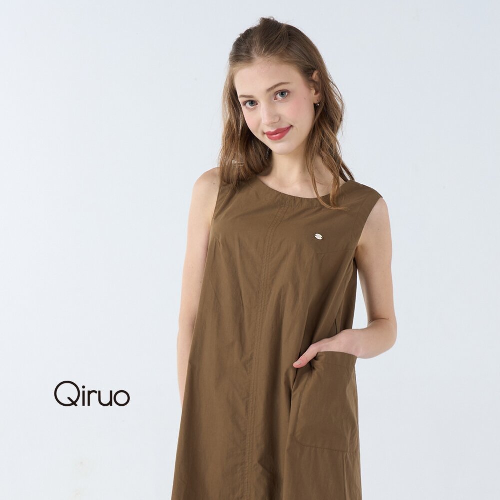 52387024F80-春夏專櫃咖啡色背心洋裝7024F 簡約個性版